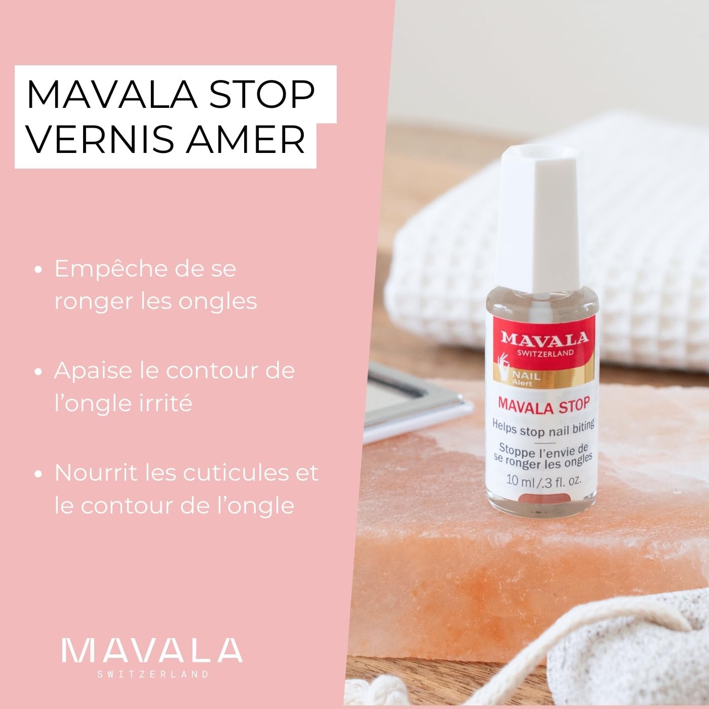 Mavala - Vernis Transparent Mavala Stop - Stoppe l'Envie de se Ronger les Ongles - Vernis Amer - À Utiliser Sans ou Sur Vernis à Ongles - Flacon 10ml