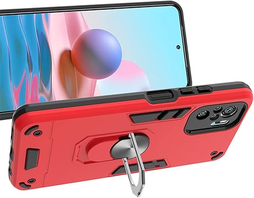Miniatura 3 de Redmi Note 10, Redmi Note 10S, Gift_Source 2 en 1 a prueba de golpes, policarbonato duro y funda de silicona suave, carcasa delgada con anillo de