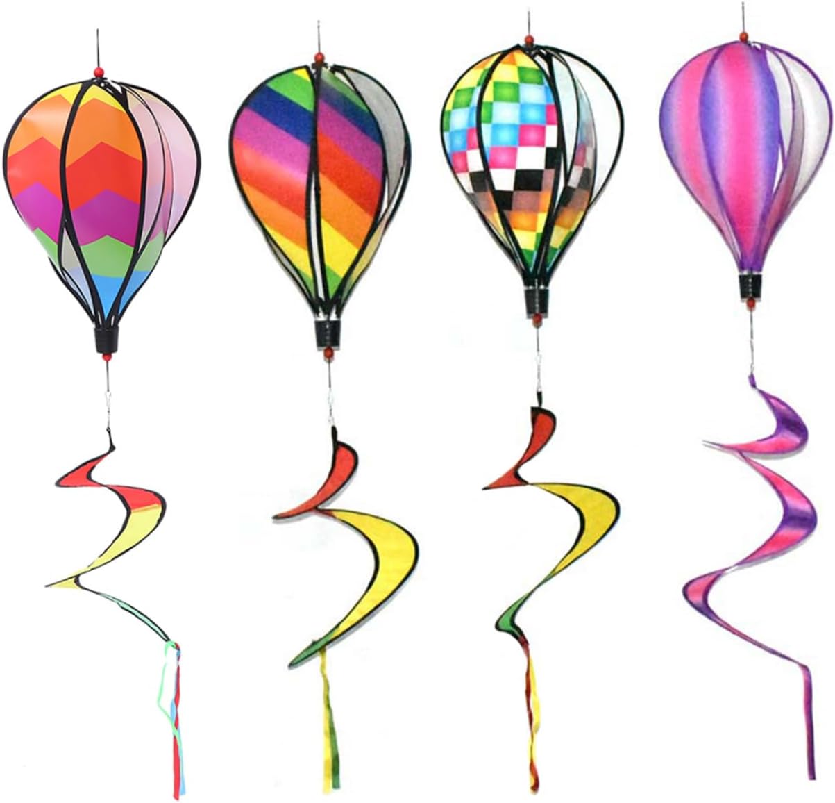 4Pcs Colorful Hot Air Balloon -catching Spiral Decorations for Garden and Parties Easy to Install Hanging Decor for Outdoor Use
