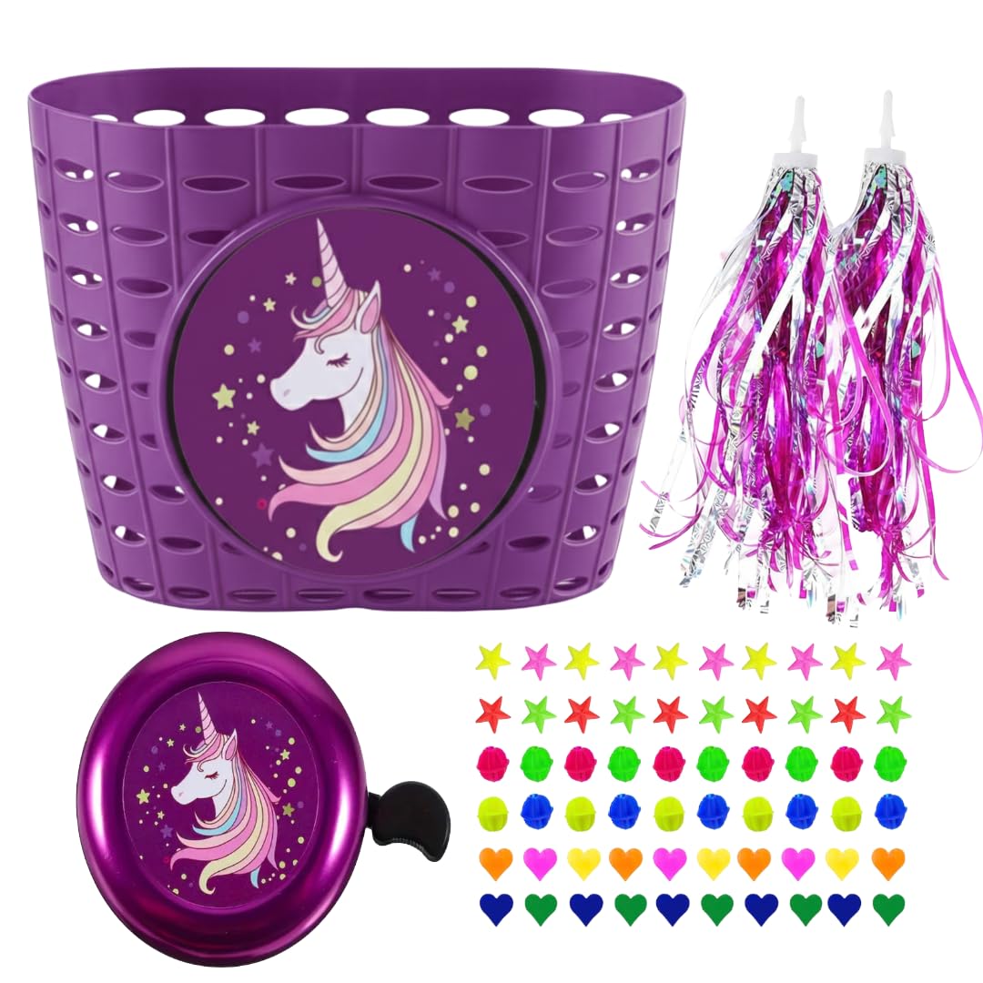 Kids Bike Basket Set - Unicorn & Dino Themes -1 Kids Bike Basket Set - Unicorn & Dino Themes -1