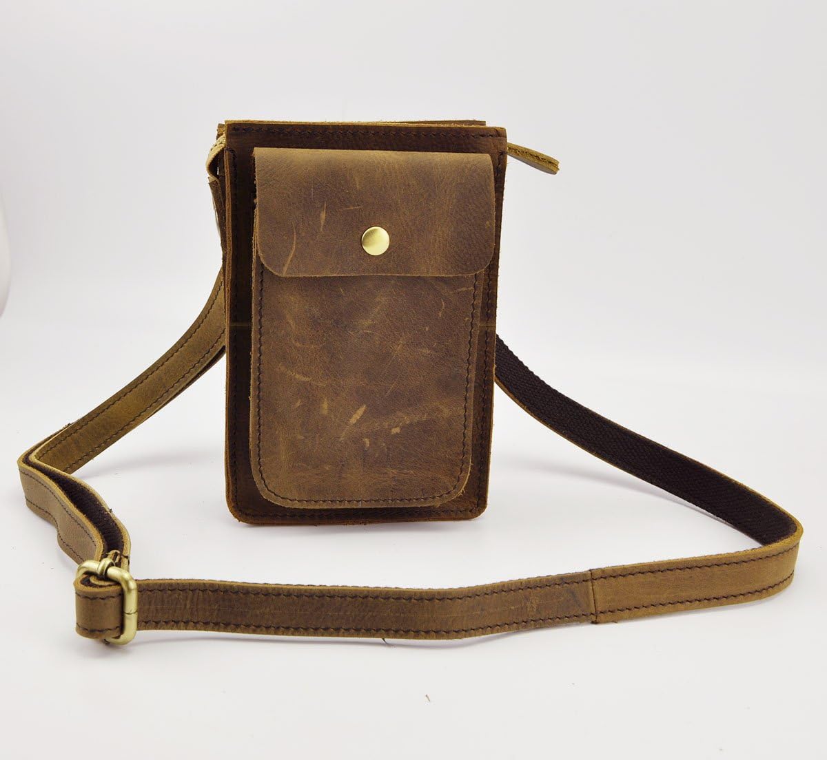 Le'aokuu Mens Genuine Leather Messenger Shoulder Satchel Waist Bag Pack - Image 2