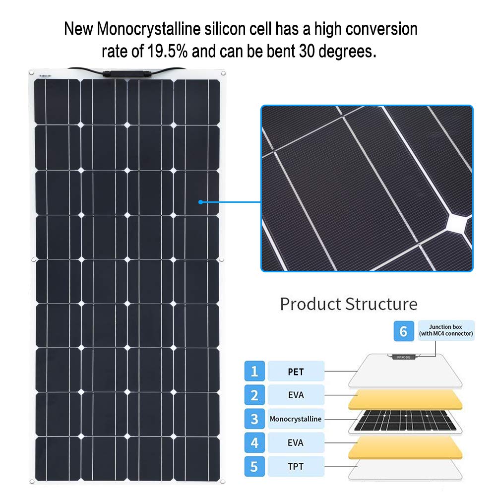 XINPUGUANG Pannello solare flessibile 300 W Kit 3pcs 100W 18V Modulo fotovoltaico monocristallino 30A Controller per RV Boat truck Car 12v Sistema domestico Carica della batteria (300w)