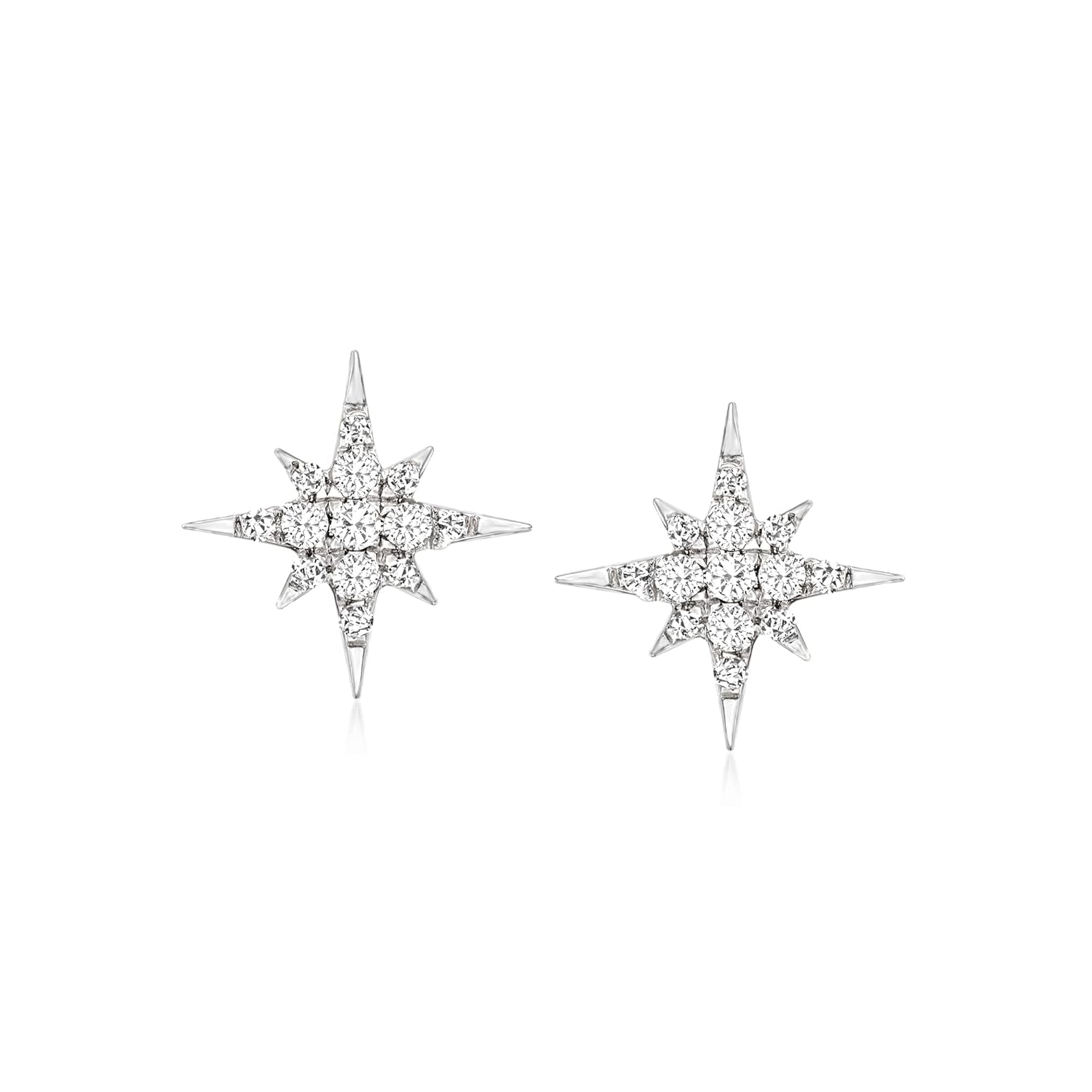 Pure Collection by Ross-Simons 0 15 ct t w Diamond Star Earrings in Sterling Silver