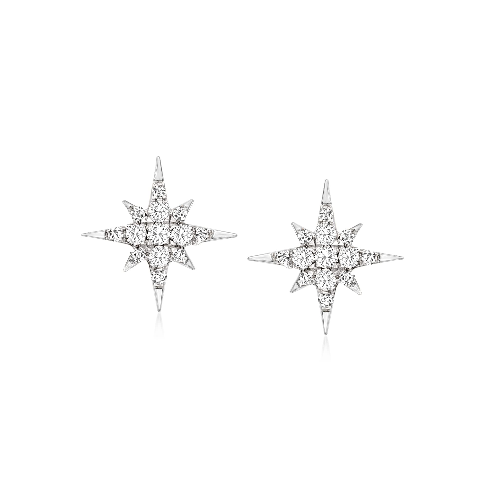 Pure Collection by Ross-Simons 0 15 ct t w Diamond Star Earrings in Sterling Silver