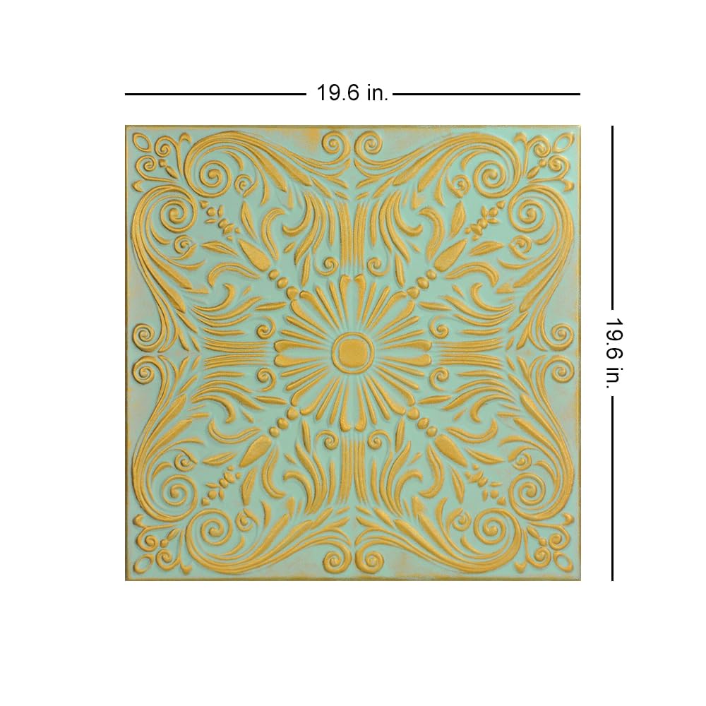 A La Maison Ceilings R139 Spanish Silver Foam Glue-up Ceiling Tile (259.2 sq. ft./Case) Pack of 96, Gold Moss