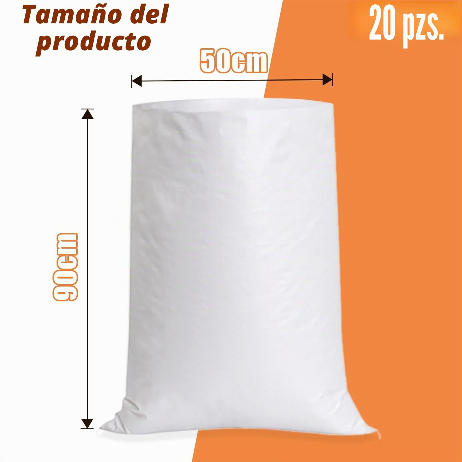 20 Piezas Sacos Escombros, Saco Rafia, Saco Obra Grande 50x90cm, Bolsas Tejidas De Color Blanco para obras y Transporte de Materiales o para Faenas de Agricultura