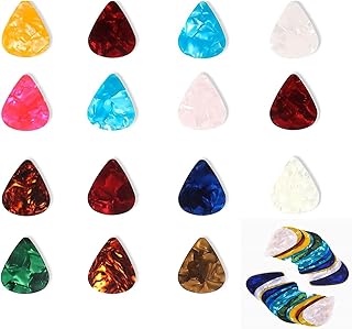 ZHjuju Guitar Picks, 50 Pcs Guitar Plectrums Celluloid Pick Heart-shape Guitar Picks Fancy Plectrums 0.46mm Guitar Plectrum for Electric, Acoustic,or Bass Guitar.
