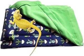Bearded Dragon Sleeping Bed with Pillow and Blanket Reptile Sleeping Bag Hideout Habitat with Soft Warm for Bearded Dragon Leopard Gecko Lizard (Green)