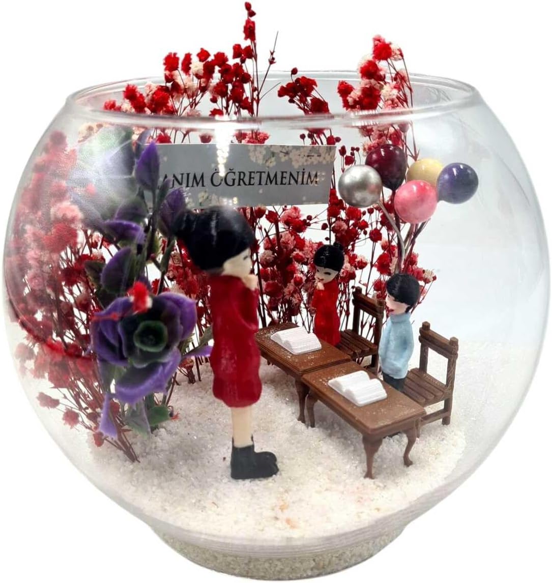 SODEF Terrarium Aquarium Glass Globe Dear Teacher Teacher's Day Gift, Unique Desktop Decoration, Handmade Succulent Planter, Special Occasion Present - One Size