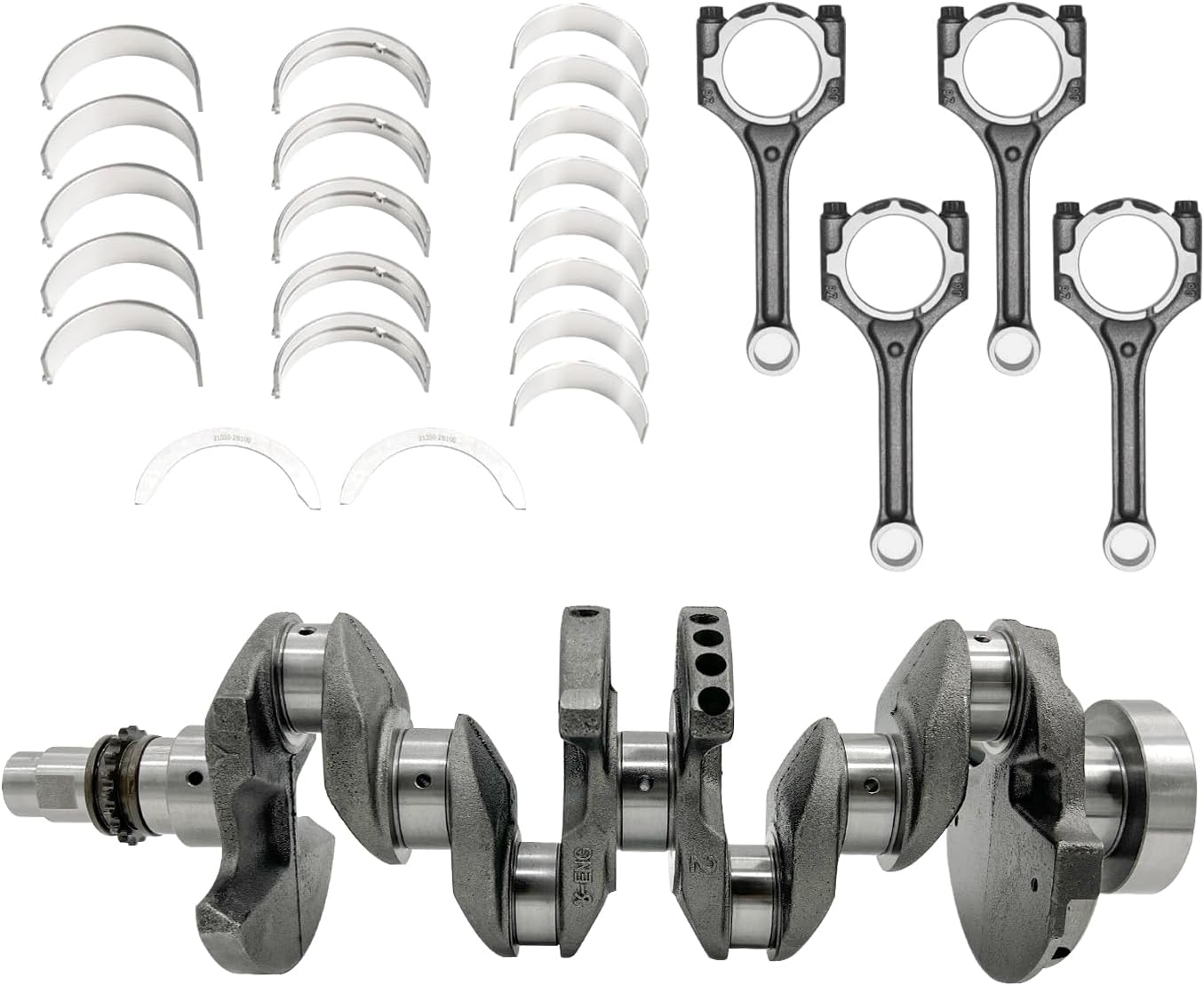 23110-2B610 1.6L Engine Crankshaft Con Rods & Bearing Kit Compatible with Hyundai Accent Veloster 1.6 2012-2017, Fit for Kia Rio Soul 1.6 2012-2017, 231102B610 23510-2B010