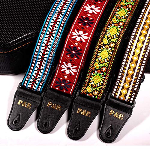 P&P Sangle de guitare de 5,1 cm avec extrémités en cuir réglable pour basses, acoustiques, classiques et électriques, style vintage pour filles, garçons, enfants, hommes et femmes – Vert mélangé - Les Beatles, Paul McCartney, John Lennon, RIngo Starr, George Harrison P&P Sangle de guitare de 5,1 cm avec extrémités en cuir réglable pour basses, acoustiques, classiques et électriques, style vintage pour filles, garçons, enfants, hommes et femmes – Vert mélangé – Image 6