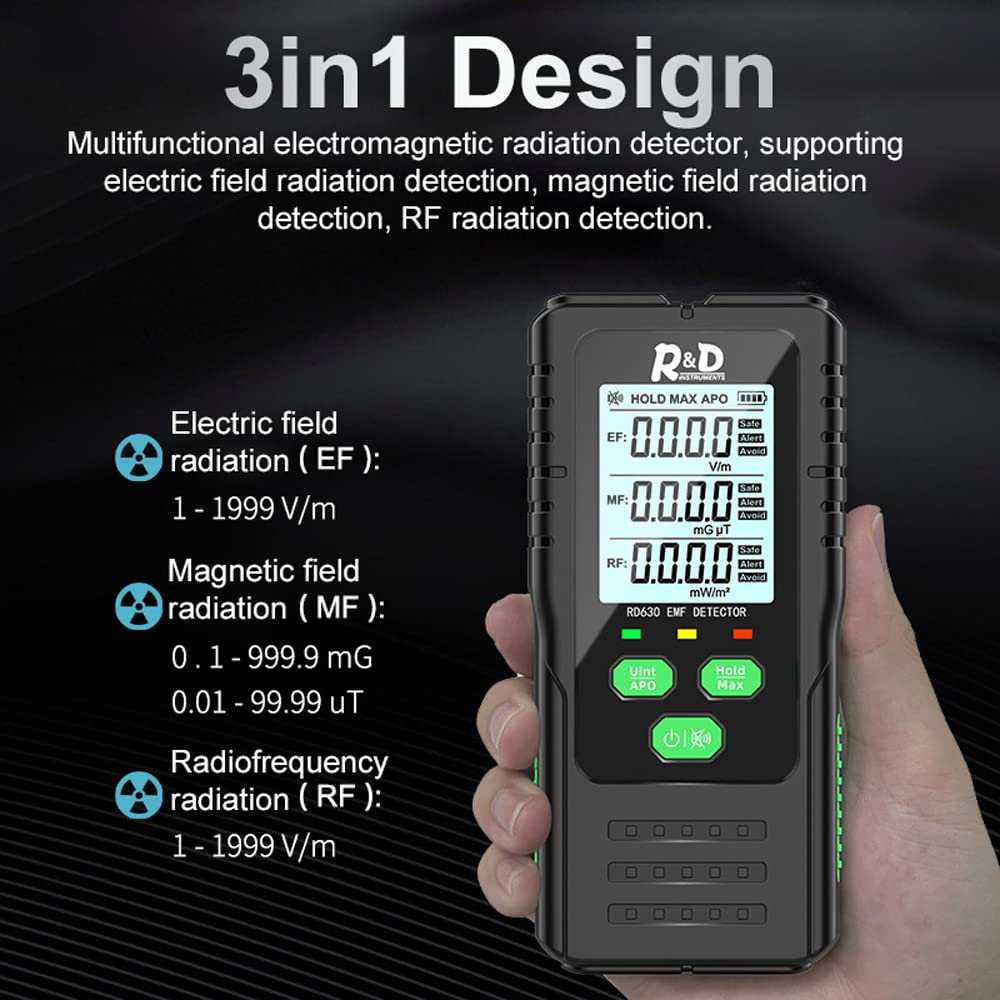 EMF-detector Elektromagnetische Stralingstester Magnetische Veldmeter Digitaal Display Geigerteller Beta Gamma X Ray-tester Handheld Stralingsdetector