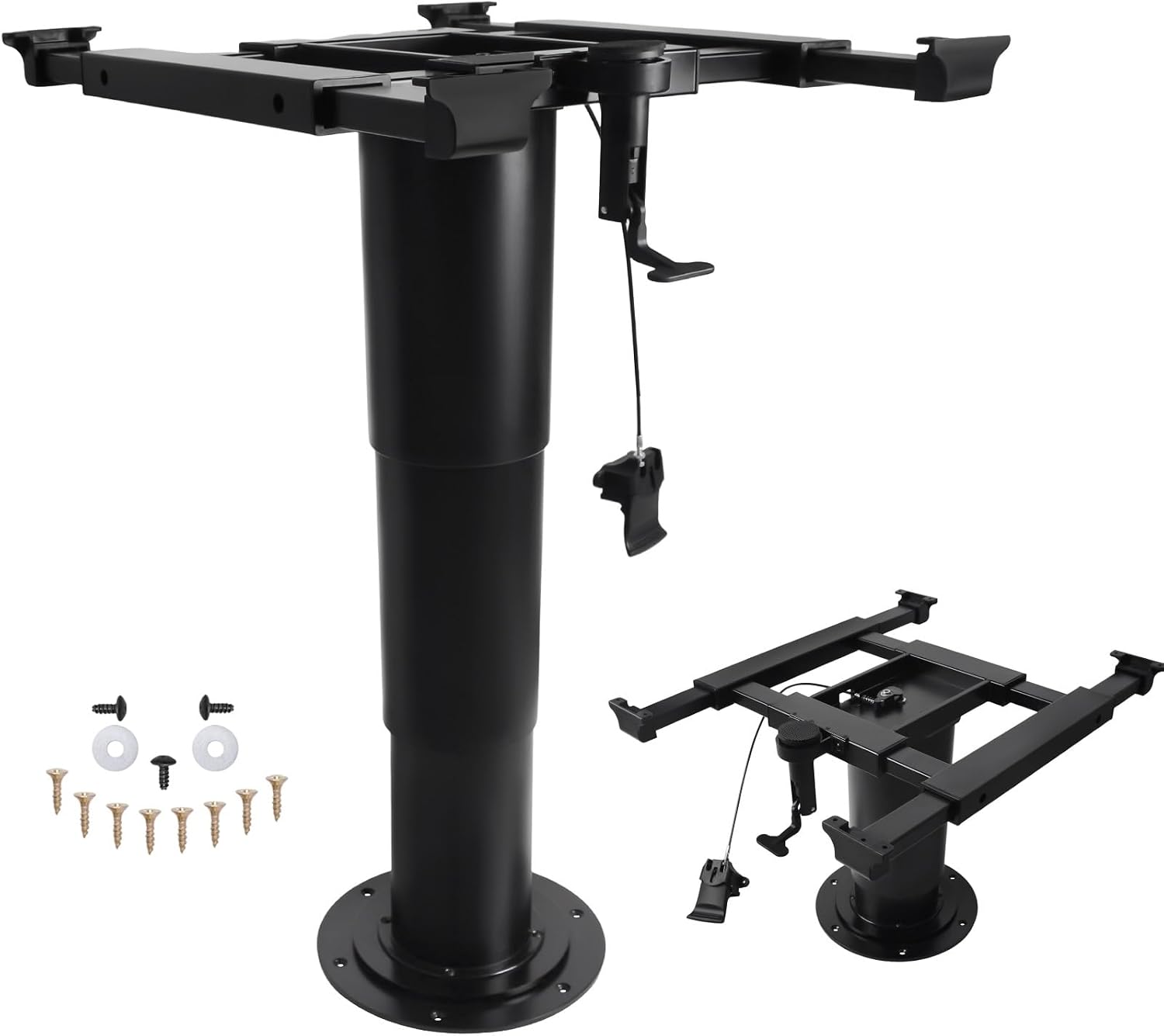 13"" to 30"" Adjustable RV Table Leg, Pneumatic Gas Lift Pedestal with 4-Way Sliding System (Up/Down/Left/Right/Front/Back), Heavy Duty Dinette to Bed Base for Camper Van Boat