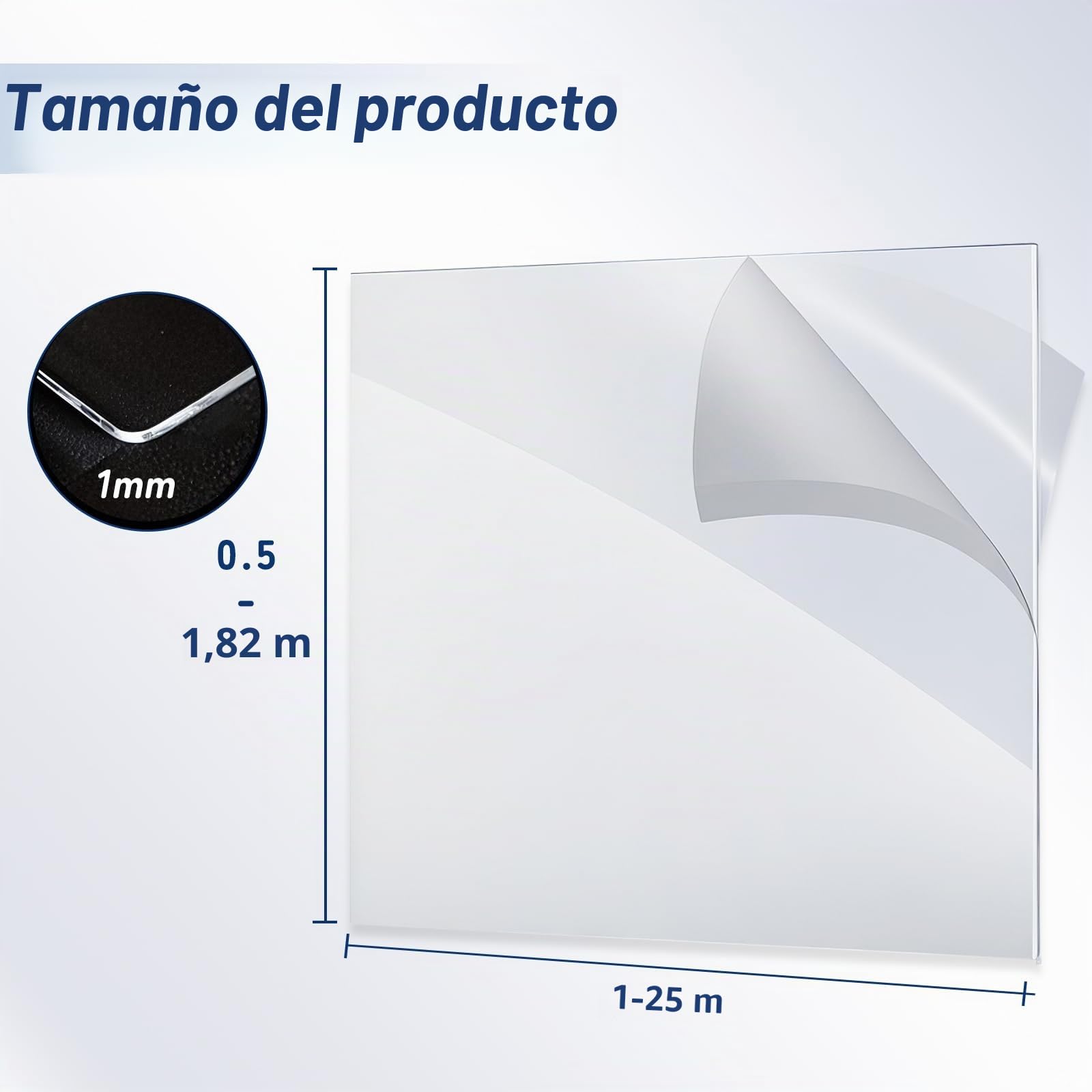 Placas de Policarbonato Transparente, Paneles Tejados de Plastico Exterior, Hoja Metacrilato PC Placa Acrílica Transparente, Cubierta de Reemplazo para(1-25 Metros Opcional)