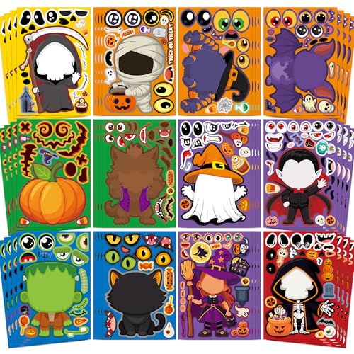 Halloween Stickers 48 Sheets DIY Halloween Party Favors Crafts Kids