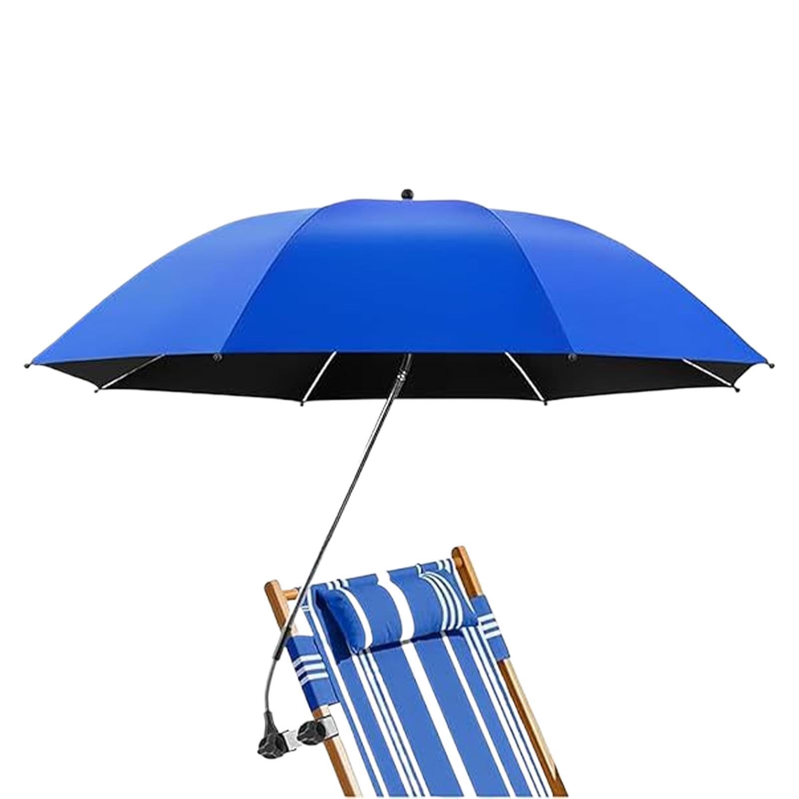 Chair Umbrella with Clamp, 106cm Camping Chair Umbrella Multifunctional Clip-onWith Universal Clamp 360° Adjustable, Garden Parasol Portable for BeachChair, PatioChair, Wheelchair, Golf Carts