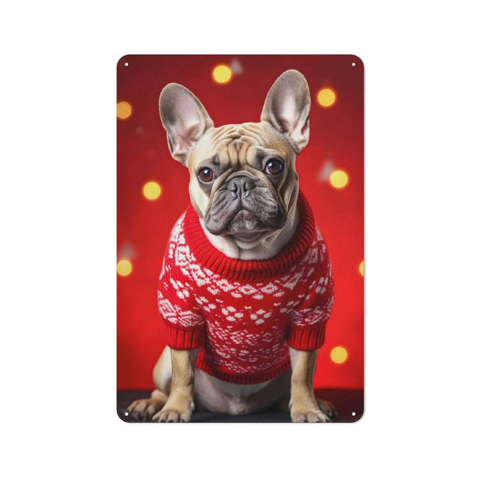 Junmoney Christmas Dog Retro Tin Wall Plaque 30X20cm Featuring For Garage Wall, For Vintage Wall Decor Fans, For Themed Room Decoration