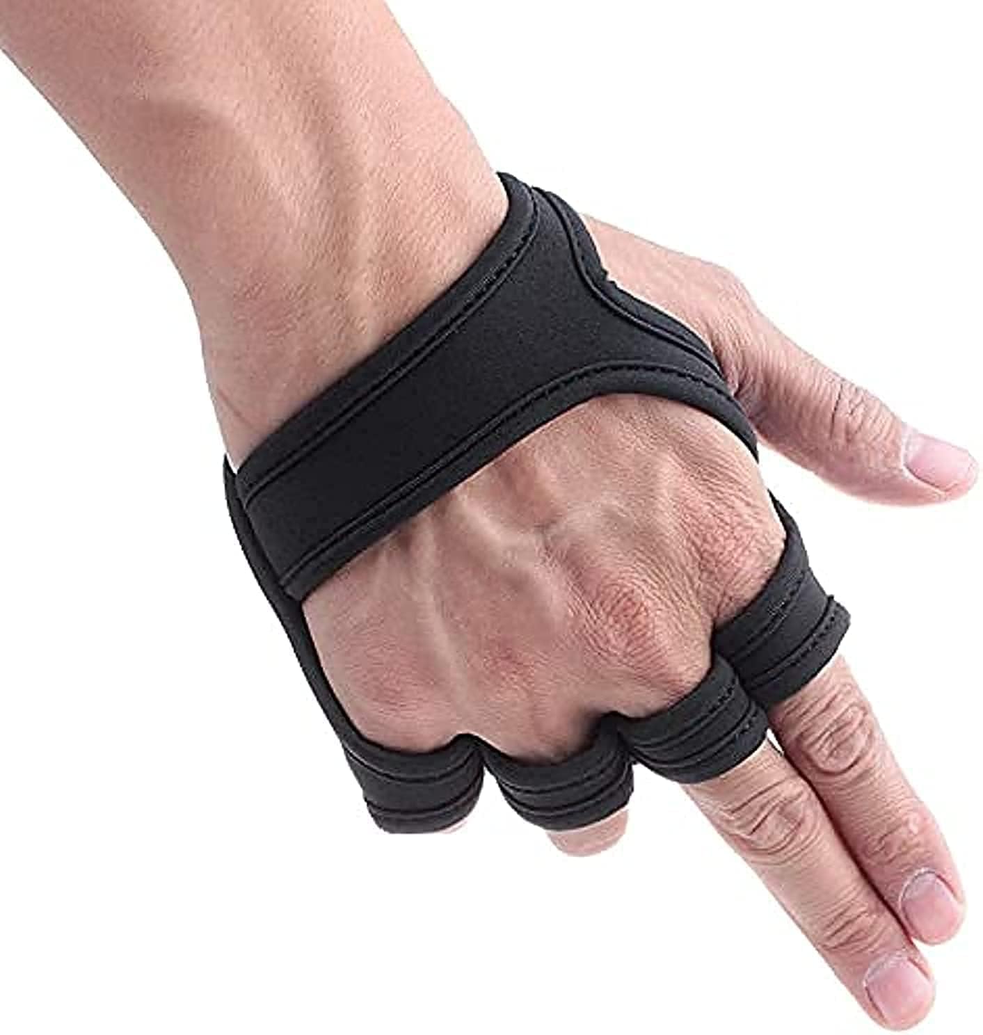 KASTWAVE Weight Lifting Glove Support for Gym Powerlifting Gymnastic Fitness Sport Exercise – Black Elastic Adjustable Compression Wrist Guards, Size L