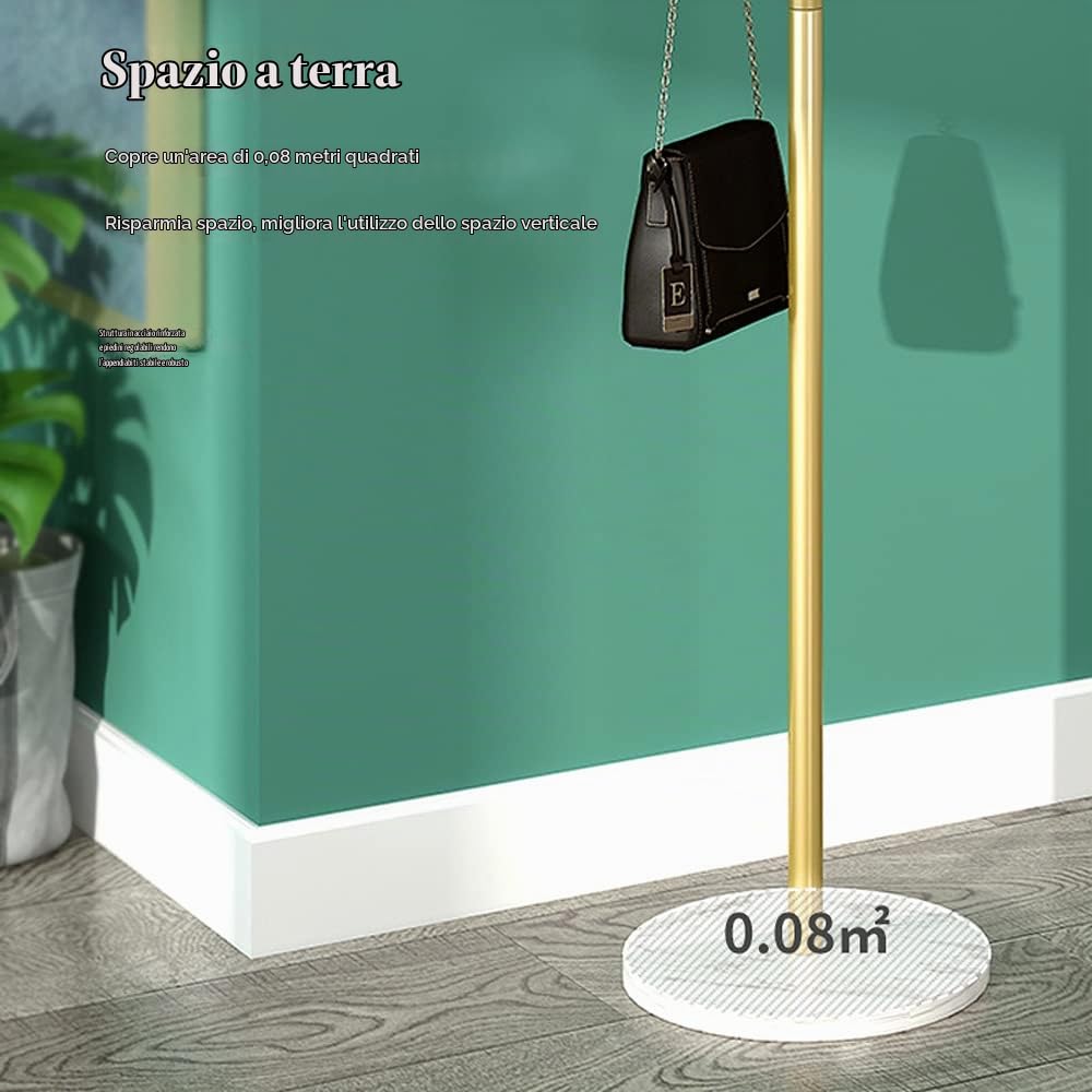 Appendiabiti in Metallo,Base Stabile in Marmo,Alta qualità con Ganci,Cappello da Albero in Metallo o Appendiabiti a Disco,Appendiabiti da Terra per Camera da Letto,Montaggio Facile (170 cm)