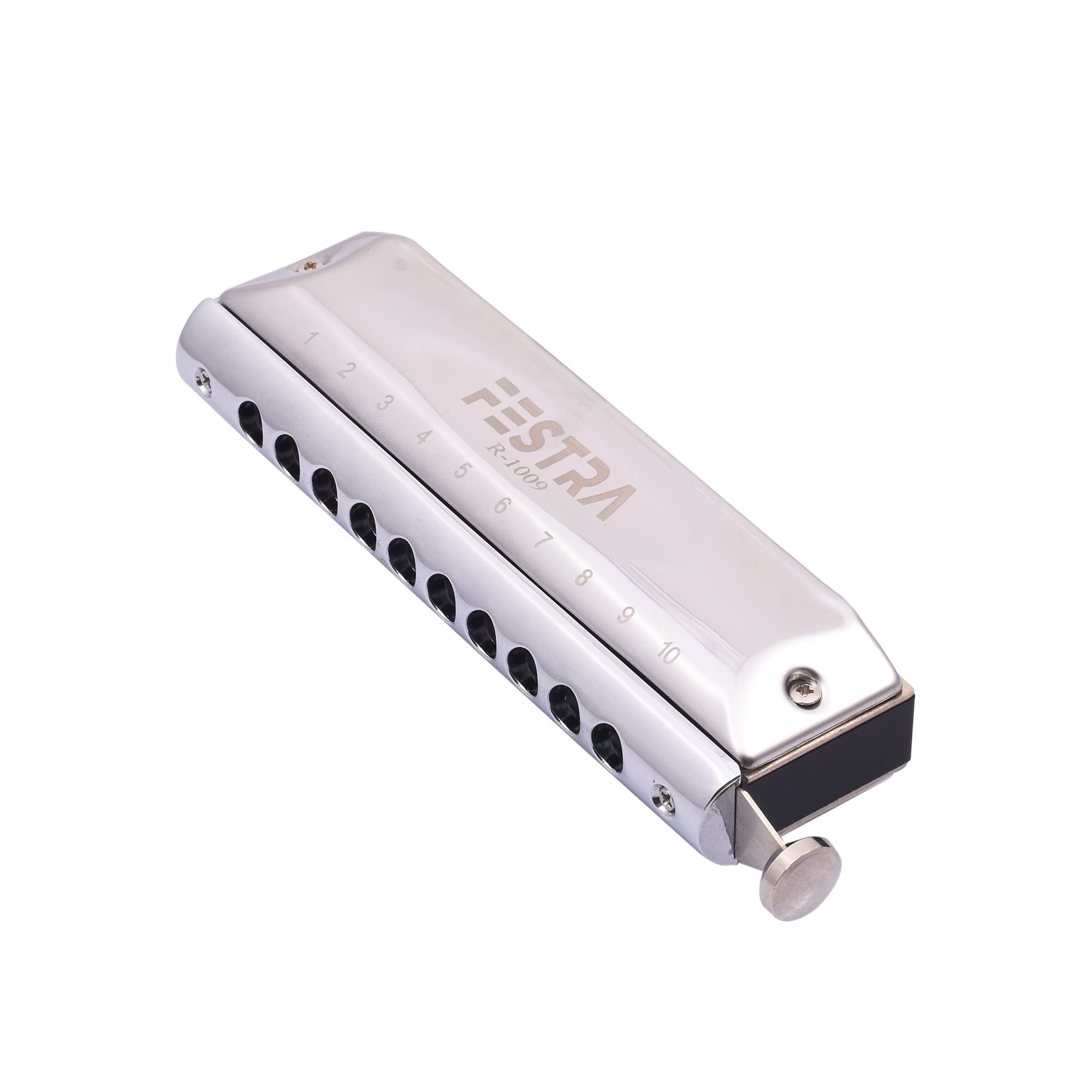 Festra R-1009 Advanced Chromatic Harmonica - 10 Holes 40 Tones with Scale Changer, Perfect for Adults, Professionals, and Students (Silver) 1