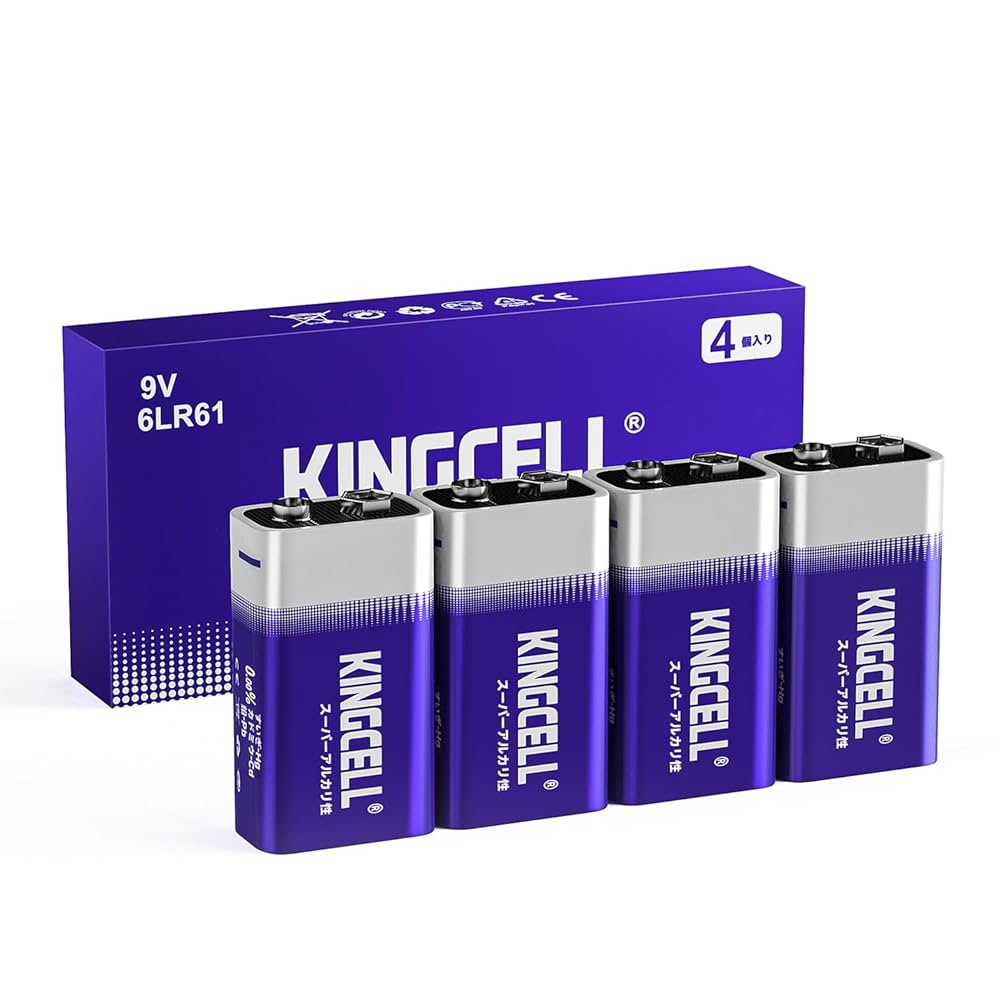 Amazon | KINGCELL 9V形 アルカリ乾電池4個セット 高性能9V形