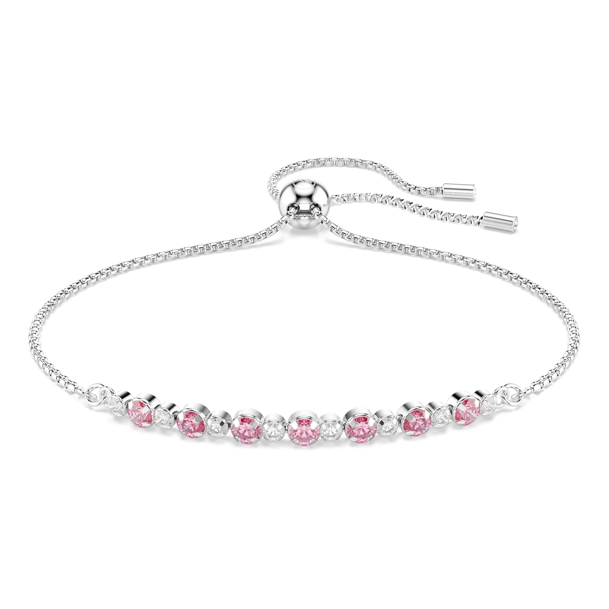 Swarovski Matrix Bracelet, Round Cut, Pink, Rhodium Plated