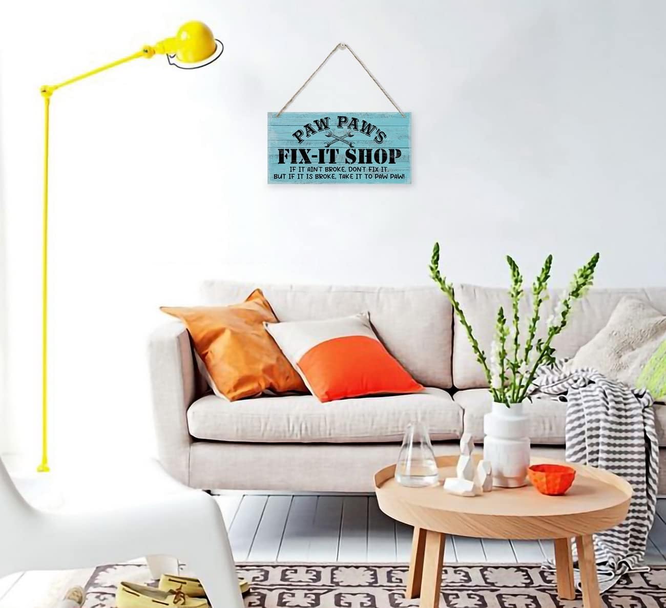 Vintage "Paw Paw's Fix-It Shop If It Ain't Broke, Don't Fix It. But If It Is Broke, Take It To Paw Paw" Decor Sign, Printed Wood Plaque Sign, Hanging Wood Sign Home Decor, Gift for Grandpa 12"x6" - Image 2