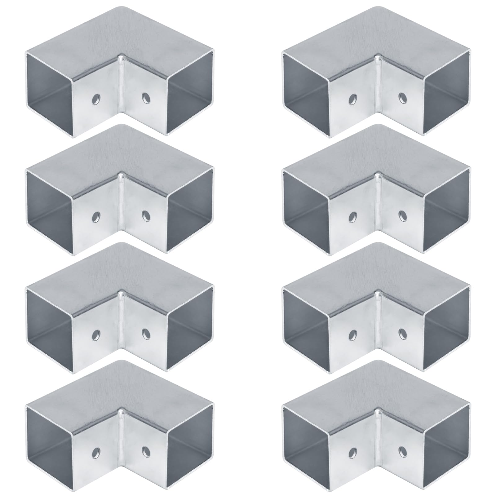 8PCS 1-1/2" X 1-1/2" Square Tube Fittings-2 Way Connector, L Shape Square Tubing Connector Fence Guardrail End Rails Clamps, 1.5mm Thickness