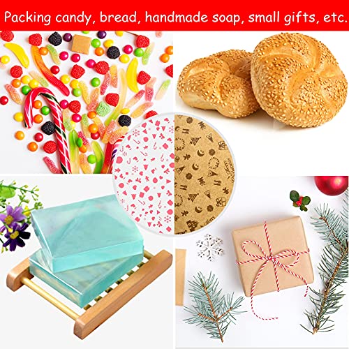 ASTARON 100 blätt Weihnachten Wachspapier für Lebensmittel, Einwickelpapier für Süßigkeite Kekse Sandwich Frittierte Lebensmittel… – Ansicht 4