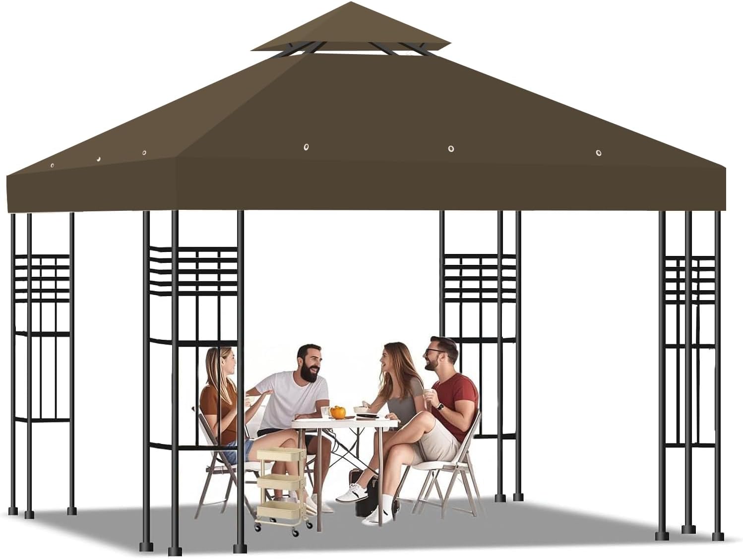 10x10 Gazebo Replacement Top, 10x10 FT Canopy Gazebo Cover Replacement Double Tiered with Air Vent Roof for Yard Patio Garden
