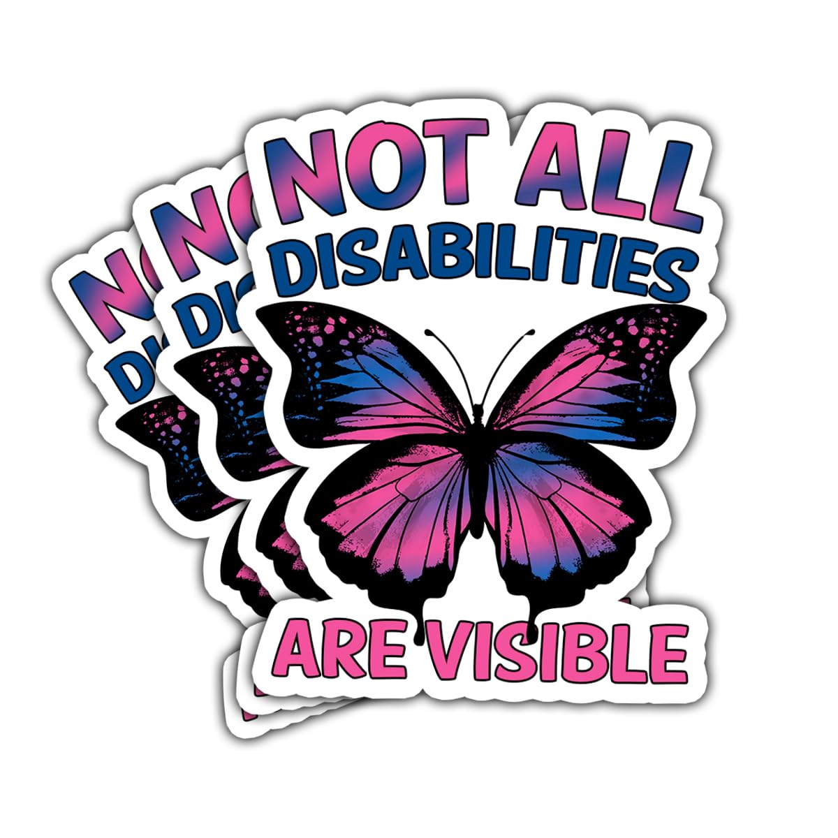 (3Pcs) Not All Disabilities are Visible Butterfly Sticker, Dysautonomia Awareness Vinyl Sticker, Invisible Illness Stickers, Mental Health Decal -