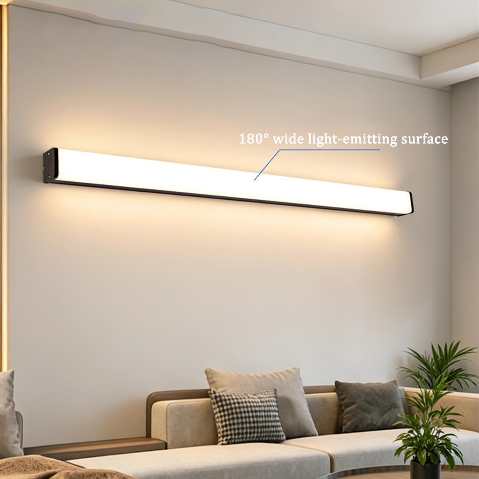 Lampa ścienna LED do wnętrz ściemnialna 3000K-6000K Lampa ścienna z pilotem Nowoczesne aluminiowe długie oświetlenie ścienne do sypialni salon korytarz schody (biały, 45 cm)