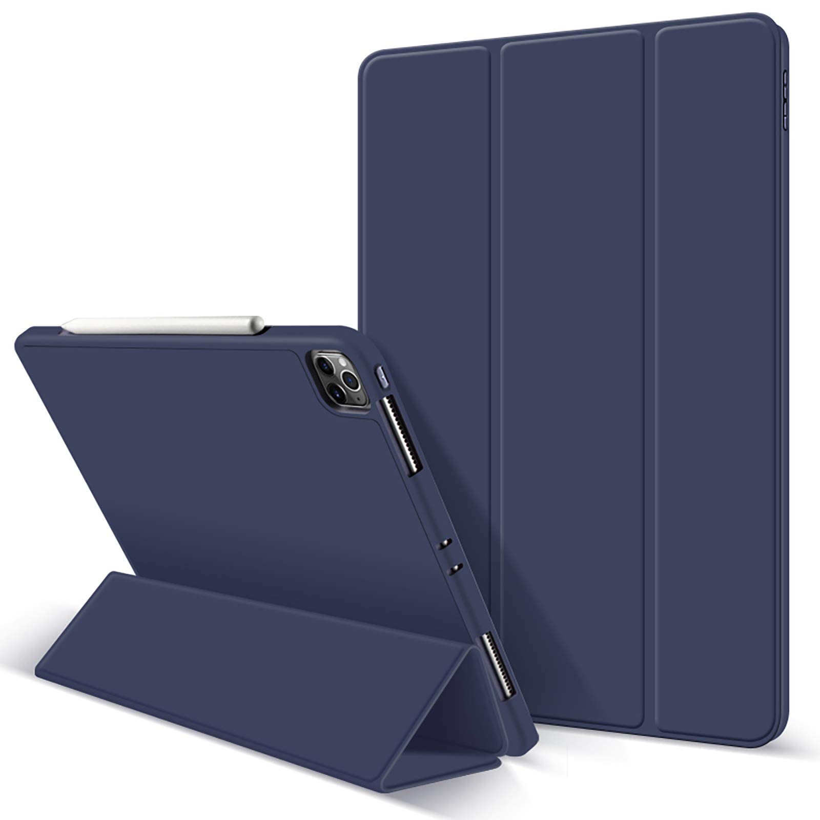 A-BEAUTY Case for New iPad Pro 12.9 2020 Smart Case with [Apple Pencil Holder][ Ultra Thin][ Auto Wake/Sleep], Navy Blue