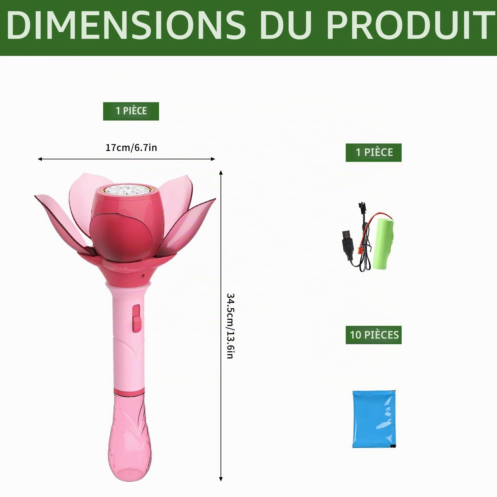 Machine à Bulles Automatique,Baguette à Bulles Fleur Électrique,Fleur de Lotus Machine à Bulle,Pistolet a Bulle,Jouet à Bullesi Portable,pour Extérieur/Fête/Mariage