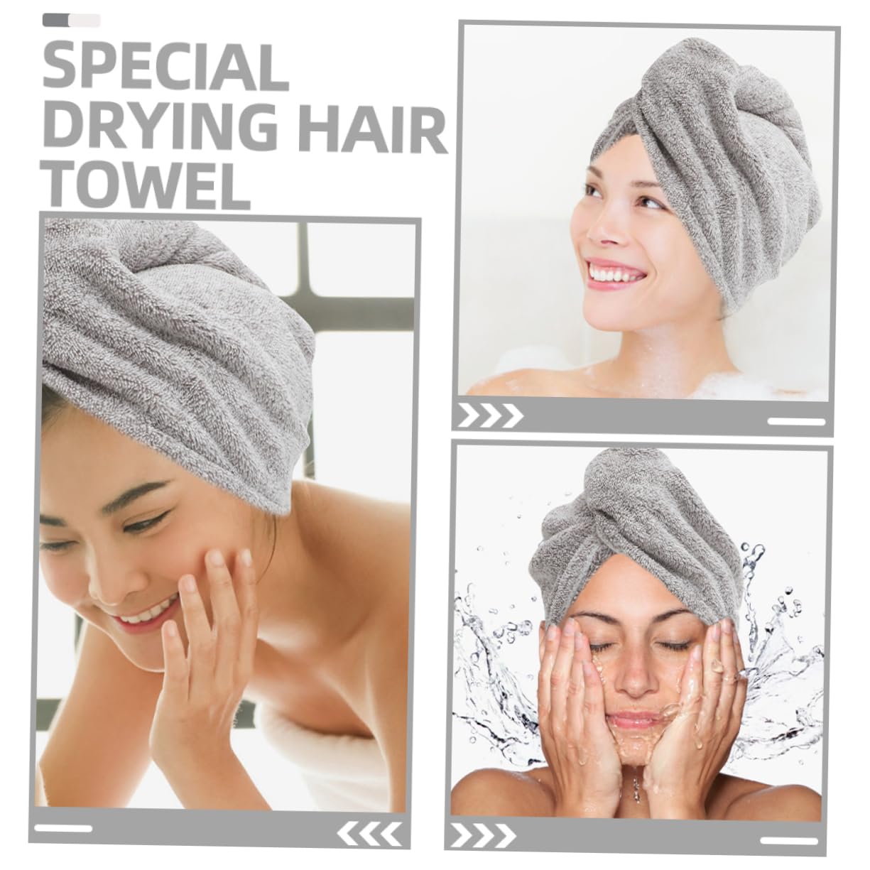 MAGICLULU 4 Sätze Trockene Haarkappe Handtuch Zum Trocknen Der Haare Trockenes Haarkappentuch Handtuchwickel Zum Trocknen Der Haare Duschhaube Groß Haarturban Grey Korallenvlies 2 Stück * 4