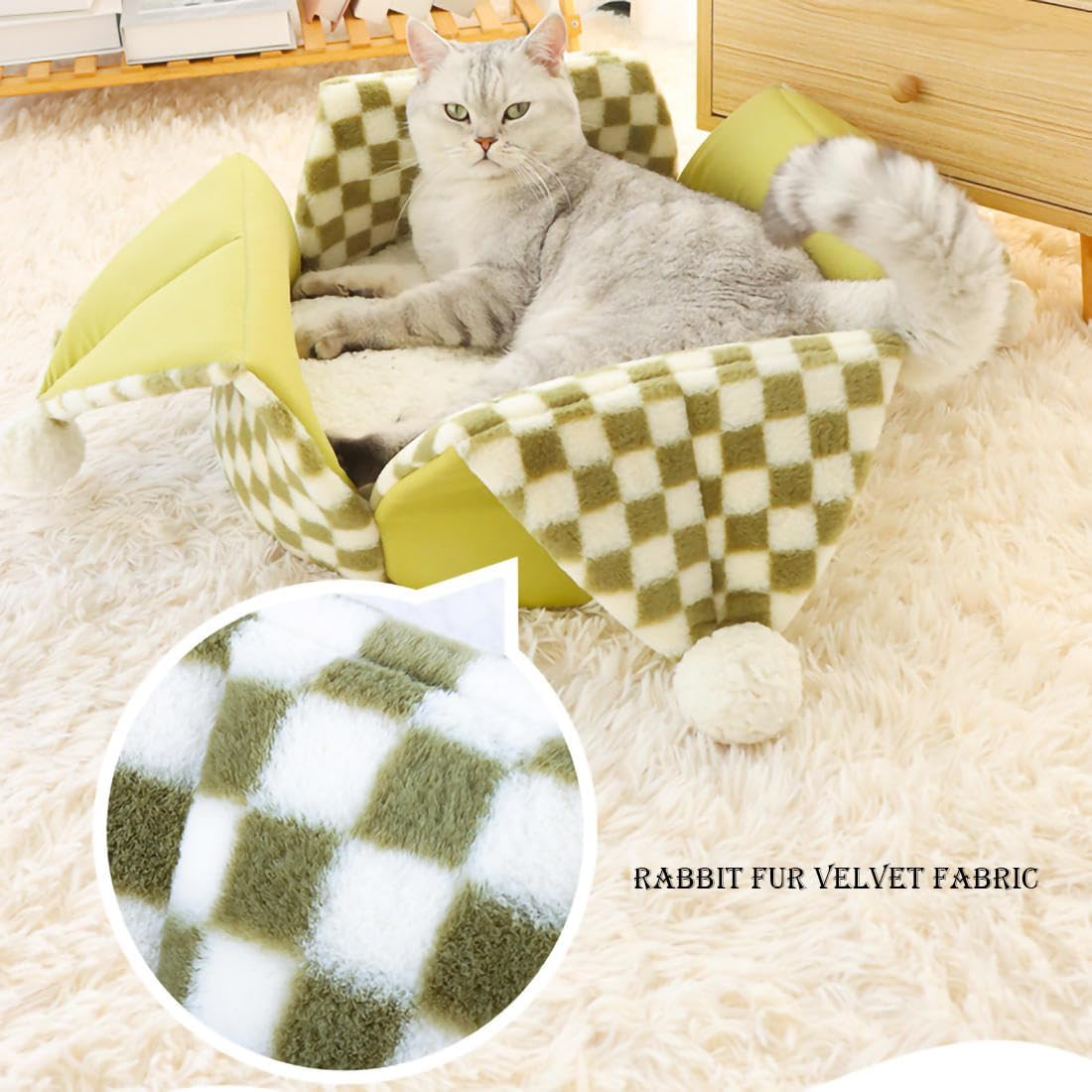 review House for Cats,Cat Houses,Cat Houses for Indoor Cats,Cat Beds,Cat Houses & Condos,Kitten Litter Warm Semi-Enclosed Removable and Washable Pet Kennel for Living Room, Bedroom, Cats, Dogs