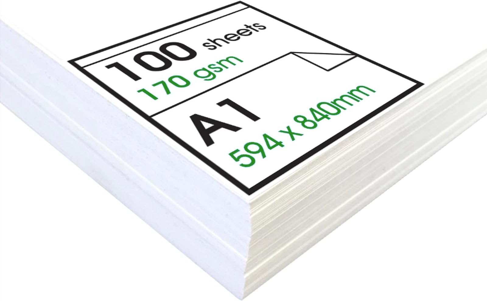 Enviro – Recycled A1 Cartridge Paper for Drawing - Ideal for Dry Art Applications - 170gsm – A1 (100 Sheets), White
