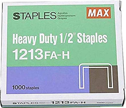 Grapas de servicio pesado, uso en Max HD-12F, 12 "W, plata, 1000caja MXB1213FAH