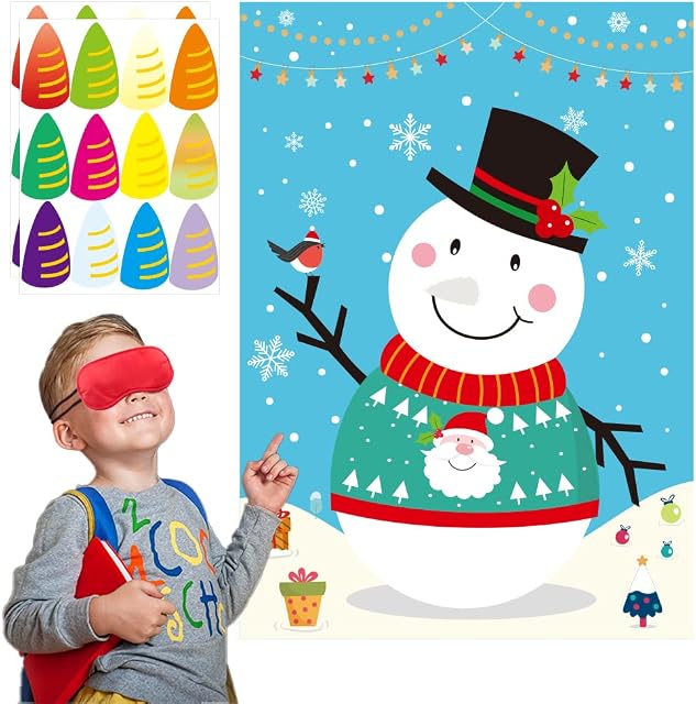 Fancy Daily Christmas Party Games Pin The Nose on Snowman Christmas Games for Kids 24 Players Christmas Party