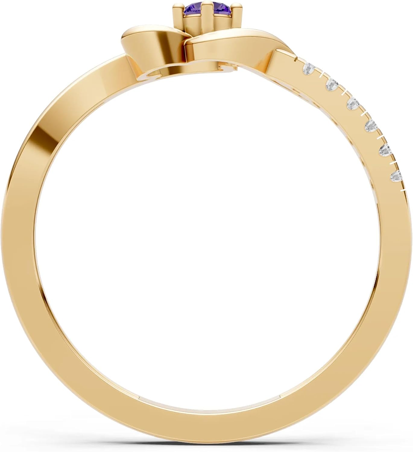 PEORA Round Cut Amethyst Stackable Band Available in Solid 10K, 14K or 18K Ring – White, Yellow or Rose Gold