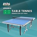 STAG WITH DEVICE Active 25 Premium Table Tennis Table | Enhance Game with Full Size Indoor T.T Table | Ideal for Home & Club | Foldable with 4” Wheels | Included Net, Cover, 2 Bats & 3 Balls gallery image