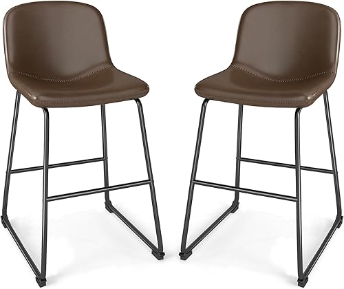 TAVR Furniture Counter Stools Set of 2, 24 inch Counter Height Bar Stools Hold up to 500 lbs, Armless Counter Height Chairs with Metal Legs & Soft