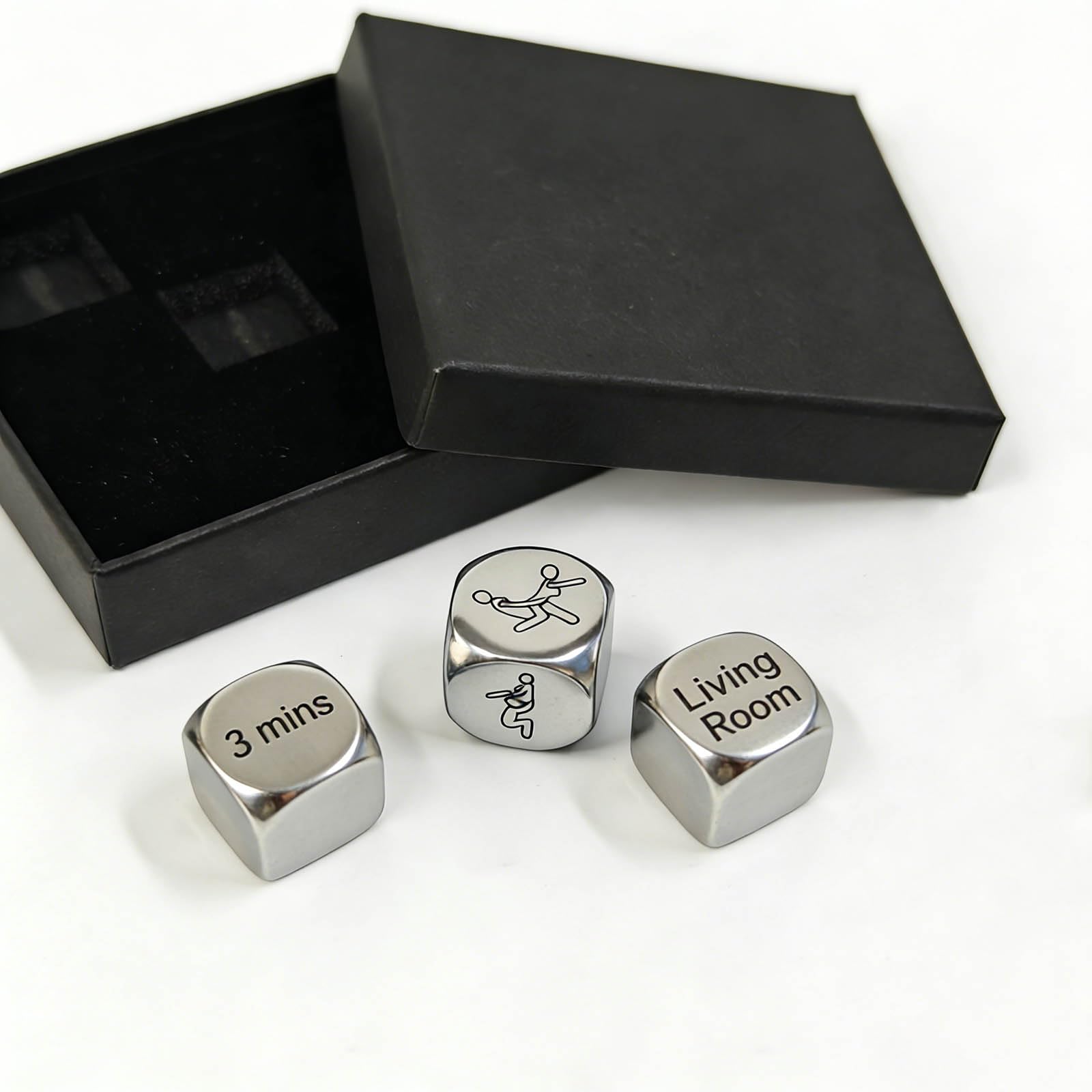 3 Pack Intimacy Couples Game Dice Set for Adults, Metal Dice for Date Night, Romantic Anniversary and Valentine's Day Gift for Men and Women