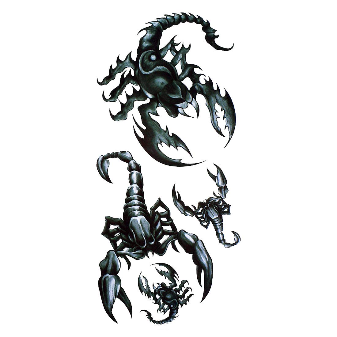 3D Temporary Tattoo Sticker Beautiful Black Color Big Scorpion Popular Design Size 19x9 CM - 1PC.-image-4