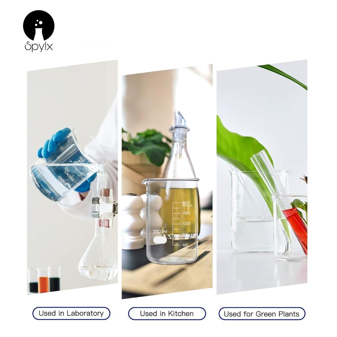 SPYLX Borosilicate Glass Beakers 100 ml, 250 ml, 500 ml, These beakers, Measuring cups is Suitable for mixing, heating, and measuring liquids in labs and classrooms 3
