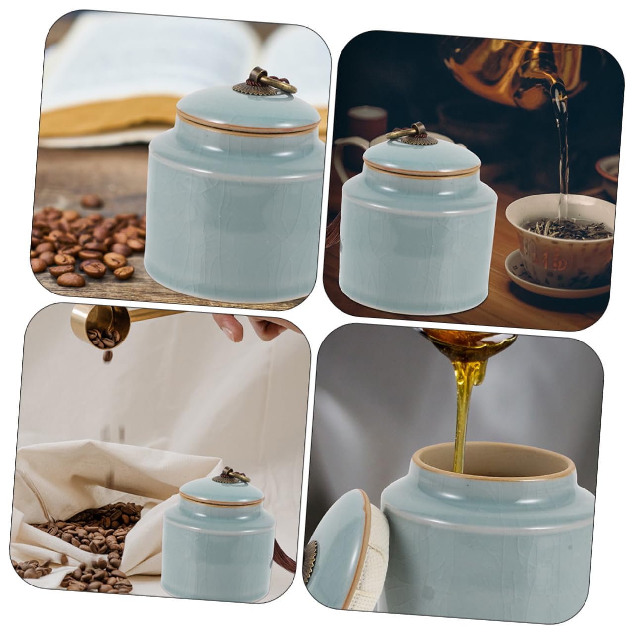 Barattoli Di Stoccaggio in Ceramica Coperchio Sigillato Per Alimenti Secchi e Tè, Set Da 2 Pezzi, Design Elegante Per Cucina, Famiglia, Hotel e Ristoranti