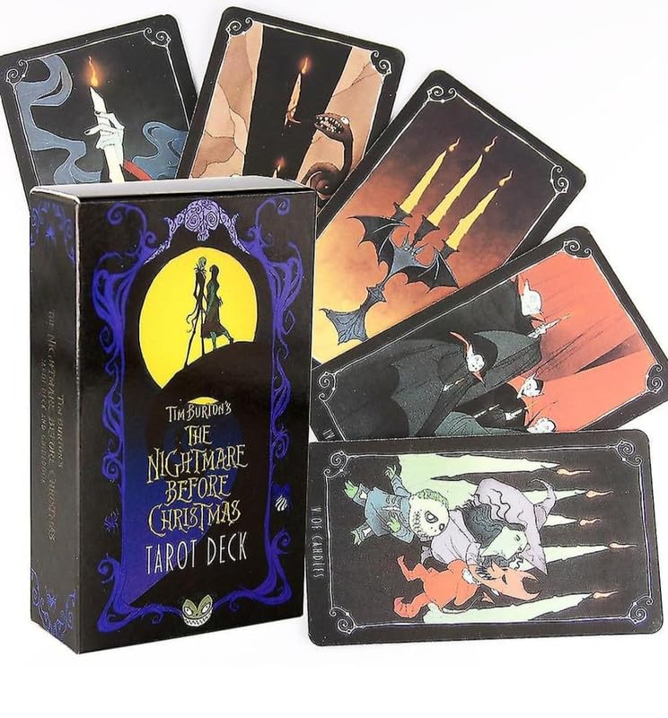 Image of Play New Tarot Cards with 78 Pieces The Nightmare Before Christmas Decks Card Game Traditional Standard Tarot Deck Fortune Telling Game Divination Tools for Beginners (Design 23)