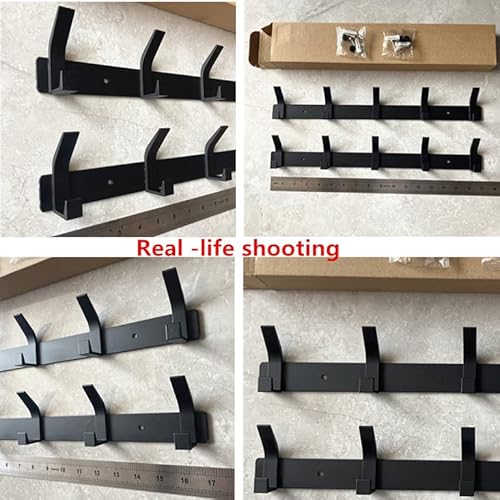 Jiafengyuan Coat Hook Coat Hat Wall Hook Hanger Wall-Mounted Hat Rack Heavy-Duty Hook Rack Aluminum Alloy For Towel Bathroom Entrance Behind The Door Bedroom (5 Hook Black, 2-Pack) #TOP5
