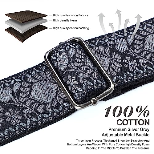 image for Nefelibata Guitar Strap with Pick Pocket, 2 Inch Thicker Embroidery Gu