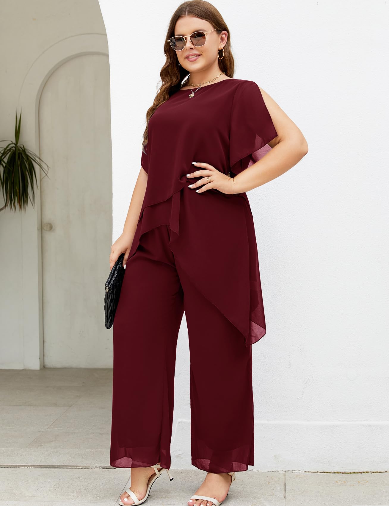 ZOMVA Ensemble 2 pièces habillé en mousseline de soie pour mariage, mère de la mariée, marié, tenue formelle et élégante